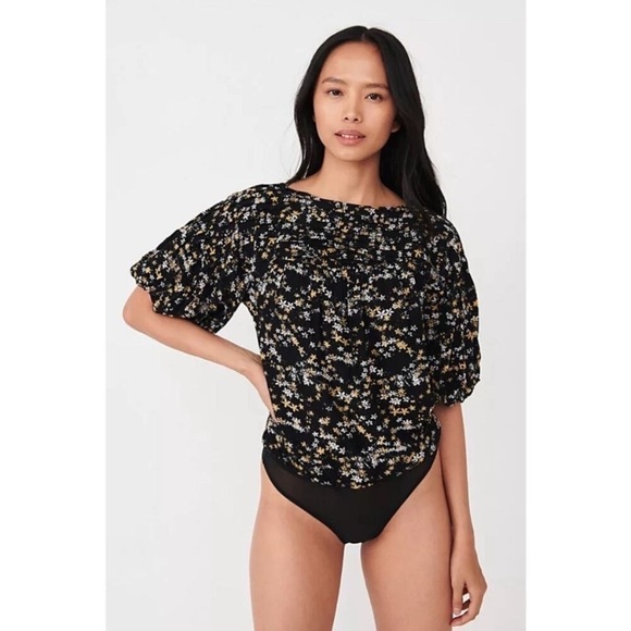 NWT Intimately Free People Dessa Black Floral Bodysuit - Picture 2 of 11